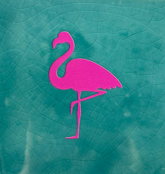 Quote tegeltje 'flamingo' groen/roze