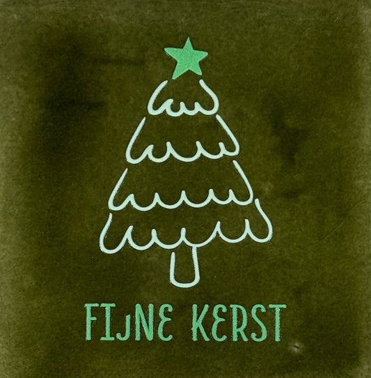 Quote tegeltje 'fijne kerst' (boom) olijf/lichtgroen(mint)