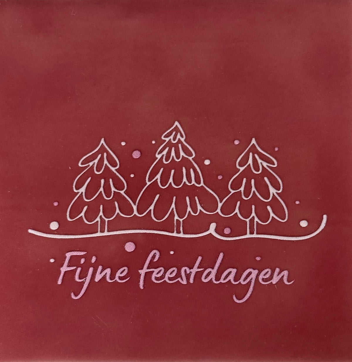 Quote tegeltje 'fijne feestdagen 3 bomen' roze/combi 2