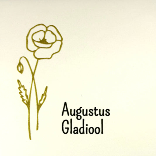Quote tegeltje 'geboortetegel augustus' creme/goud (zwart)