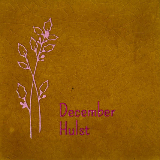 Quote tegeltje 'geboortetegel december' oker/warmroze(knalroze)