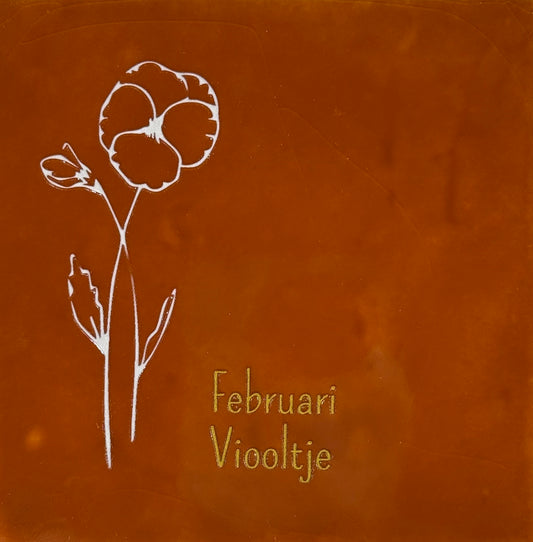 Quote tegeltje 'geboortetegel februari' terra/creme(goud)