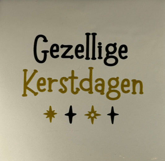 Quote tegeltje 'gezellige kerstdagen' creme/goud(zwart)