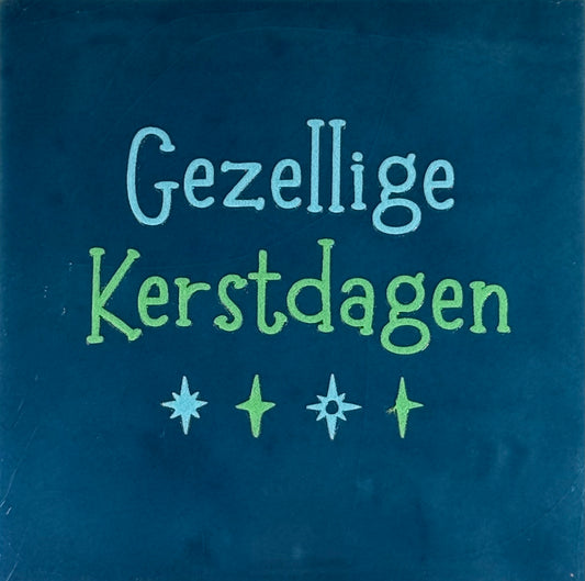 Quote tegeltje 'gezellige kerstdagen' donkerblauw/warmblauw(mint)