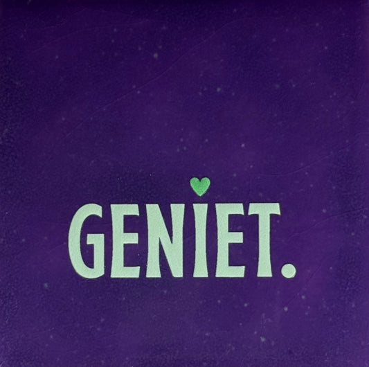 Quote tegeltje 'geniet'paars/lichtgroen (mint)