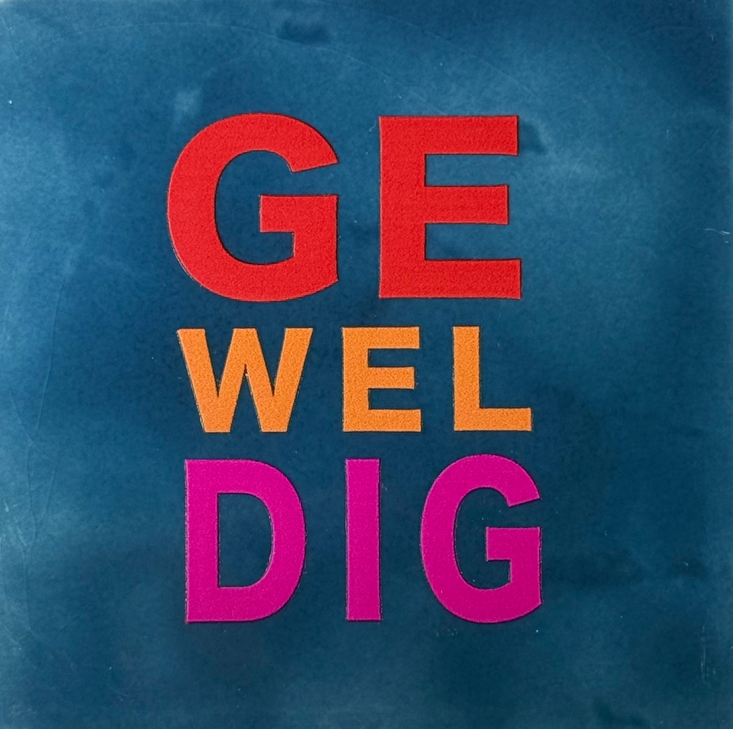 Quote tegeltje 'geweldig' donkerblauw/rood(oranje-knalroze)
