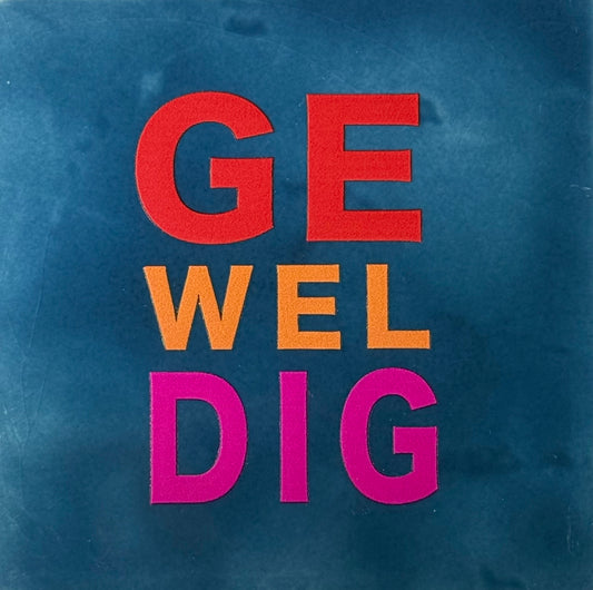 Quote tegeltje 'geweldig' donkerblauw/rood(oranje-knalroze)