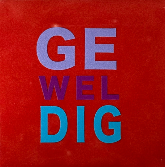Quote tegeltje 'geweldig' rood/lila(paars-felblauw)
