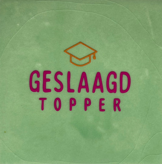 Quote tegeltje 'geslaagd topper' mint/knalroze(oranje)