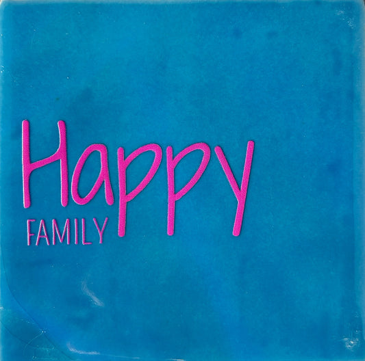 Quote tegeltje 'happy Family' lichtblauw/roze