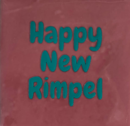 Quote tegeltje 'happy new rimpel' roze/aqua