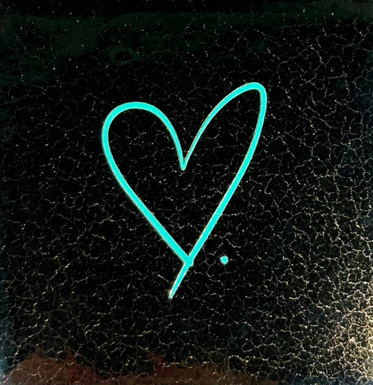 Quote tegeltje 'Hartje' goud/aqua