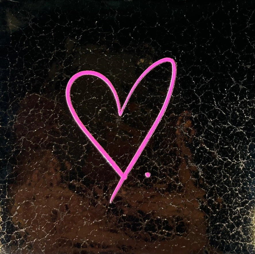 Quote tegeltje 'Hartje' goud/roze