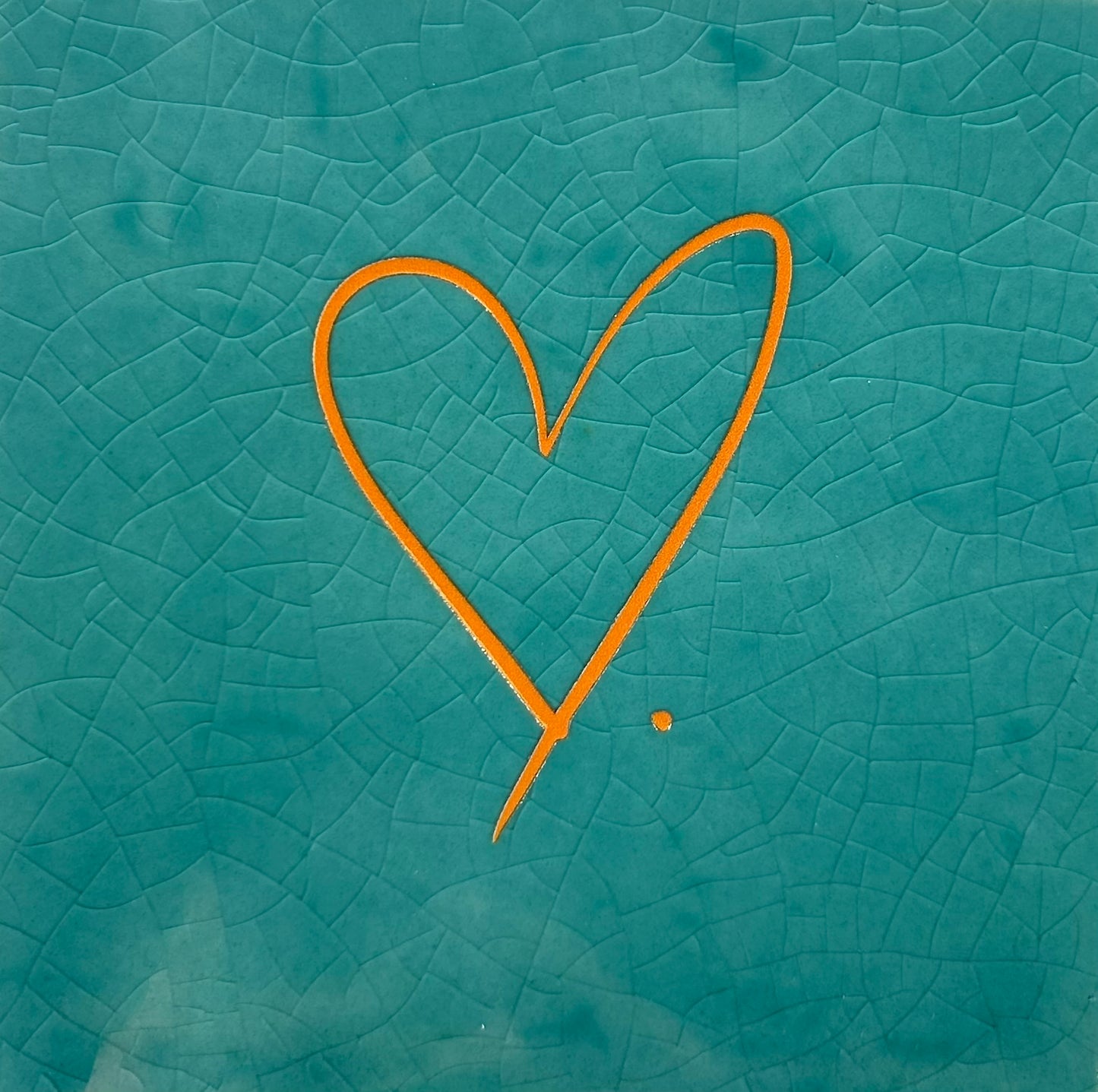 Quote tegeltje 'Hartje' groen/oranje