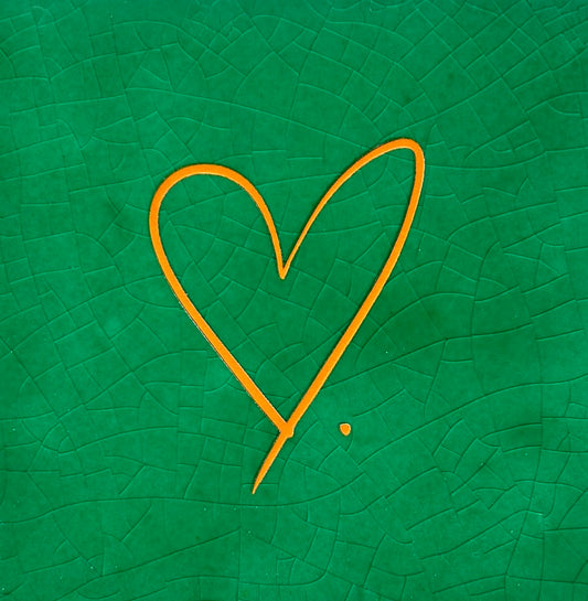 Quote tegeltje 'Hartje' hardgroen/oranje