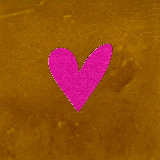 Quote tegeltje 'Hartje dicht' oker/roze