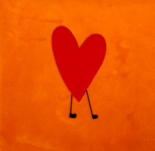 Quote tegeltje 'Hartje op pootjes' oranje/rood