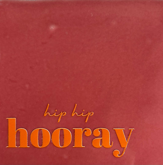 Quote tegeltje 'hip hip hooray' roze/oranje