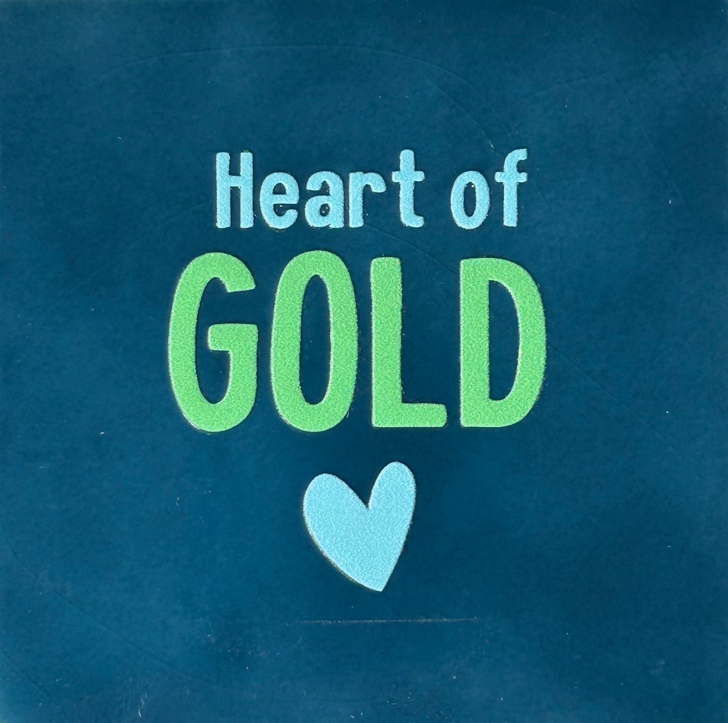 Quote tegeltje 'heart of gold' donkerblauw/mint (warmblauw)