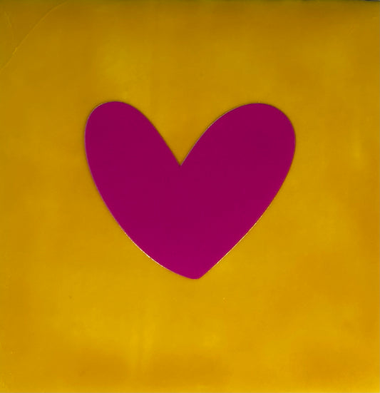 Quote tegeltje 'hartje dicht' nieuw geel/knalroze