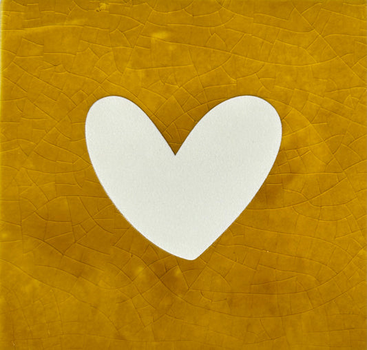 Quote tegeltje 'hartje dicht' nieuw oker/creme