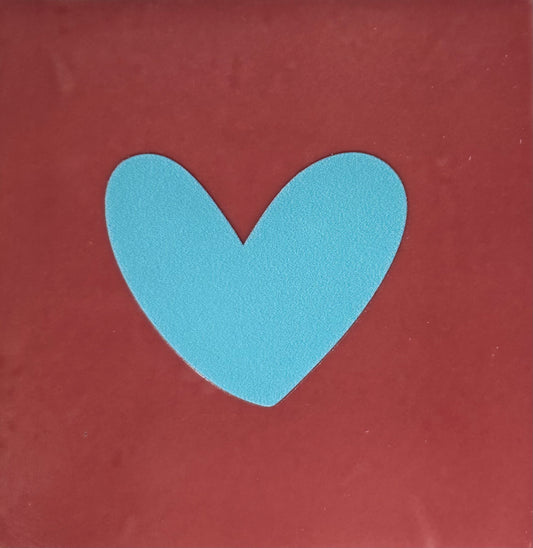 Quote tegeltje 'hartje dicht' nieuw roze/warmblauw