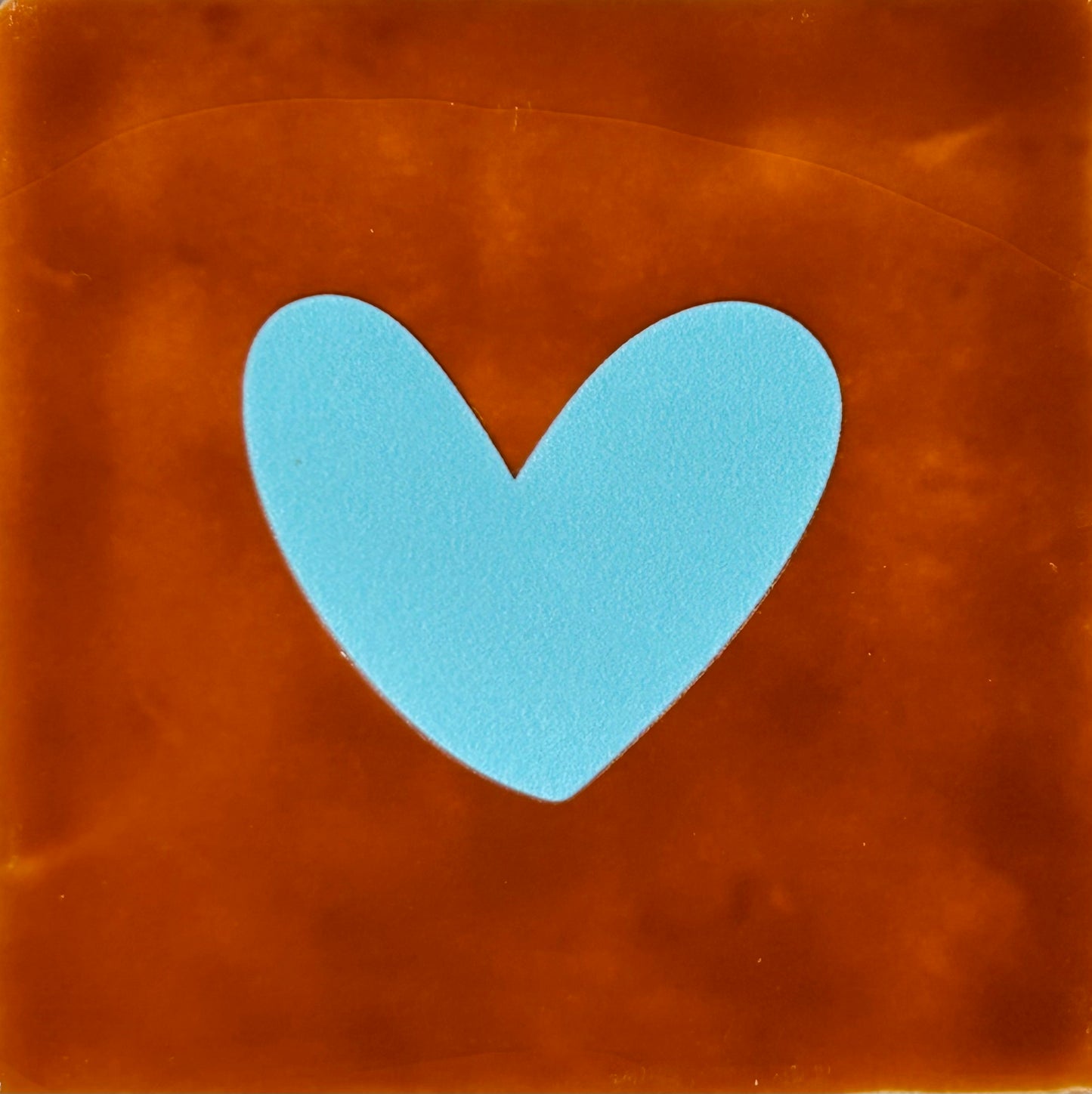 Quote tegeltje 'hartje dicht' nieuw terra/warmblauw