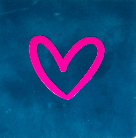 Quote tegeltje 'hartje open' nieuw donkerblauw/knalroze