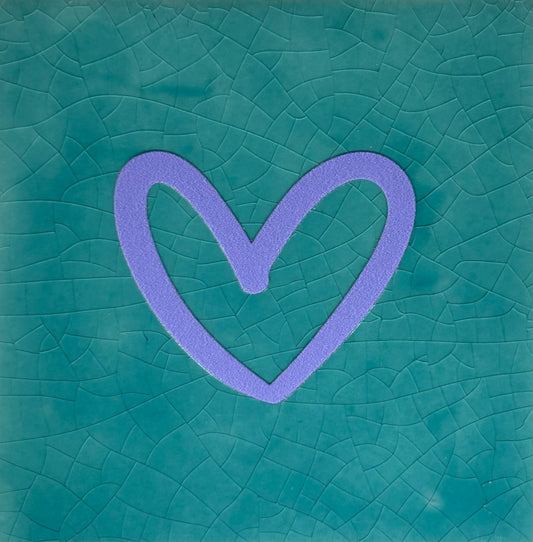 Quote tegeltje 'hartje open' nieuw groen/lila