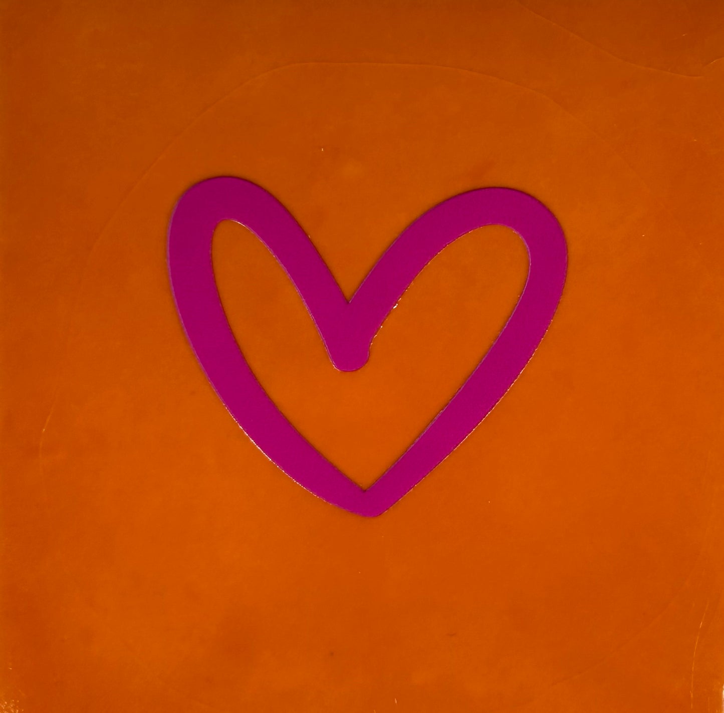 Quote tegeltje 'hartje open' nieuw oranje/knalroze