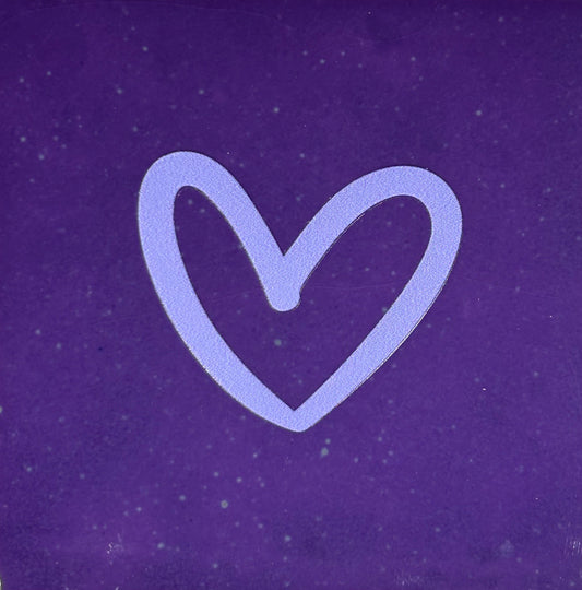 Quote tegeltje 'hartje open' nieuw paars/lila