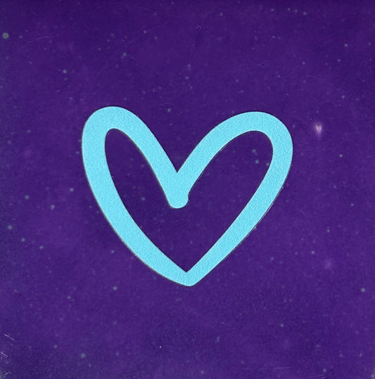 Quote tegeltje 'hartje open' nieuw paars/warmblauw