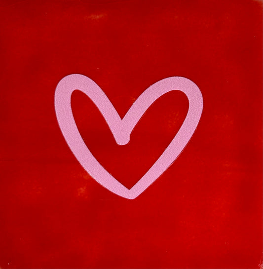 Quote tegeltje 'hartje open' nieuw rood/warmroze