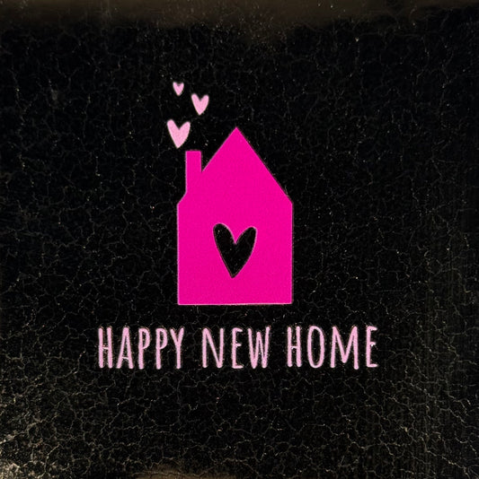 Quote tegeltje 'happy new home' goud/knalroze(warmroze)