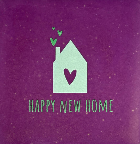 Quote tegeltje 'happy new home' lila/lichtgroen (mint)