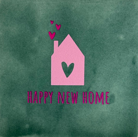 Quote tegeltje 'happy new home' zeegroen/warmroze (knalroze)