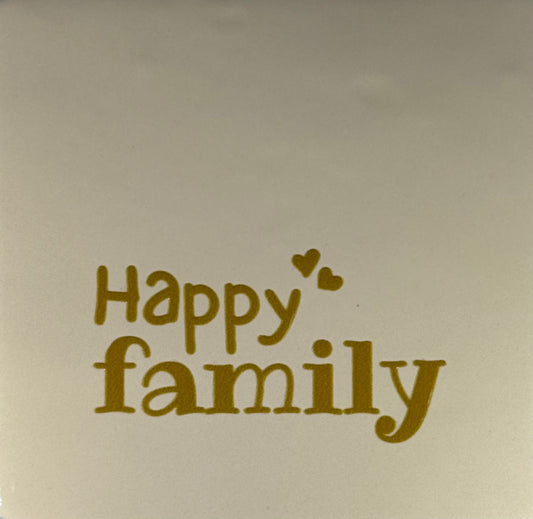 Quote tegeltje 'happy family' creme/goud