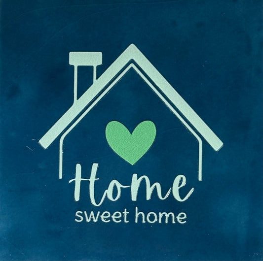 Quote tegeltje 'home sweet home' donkerblauw/lichtgroen(mint)