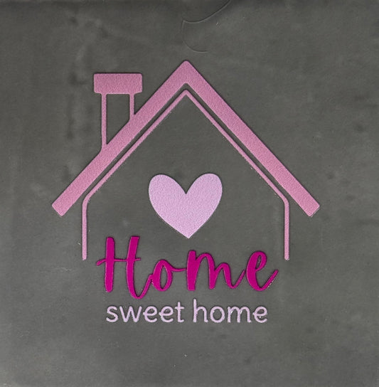Quote tegeltje 'home sweet home' antraciet/warmroze(knalroze)