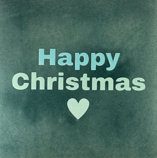 Quote tegeltje 'happy christmas' (hartje) zeegroen/combi 3