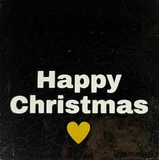 Quote tegeltje 'happy christmas' (hartje) goud/creme(goud)