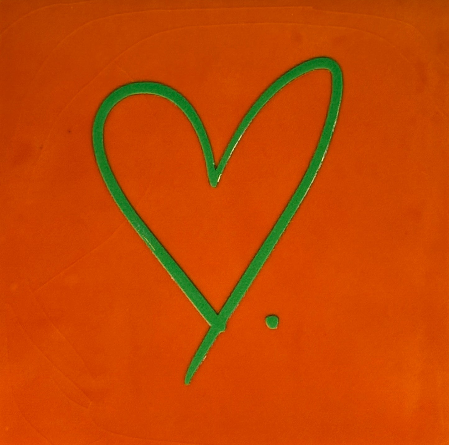 Quote tegeltje 'hartje open fijn' oranje/knalgroen