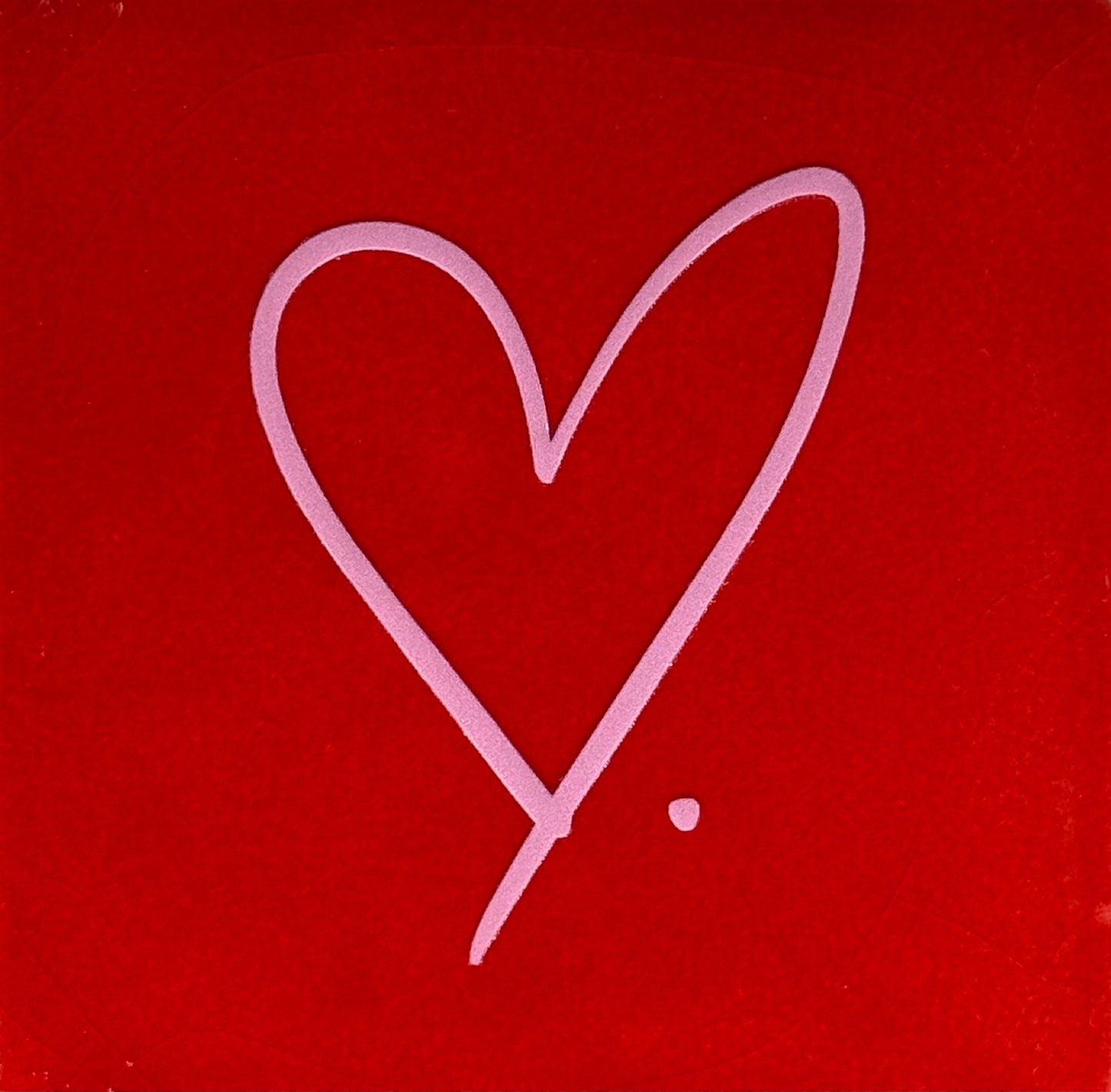 Quote tegeltje 'hartje open fijn' rood/warmroze
