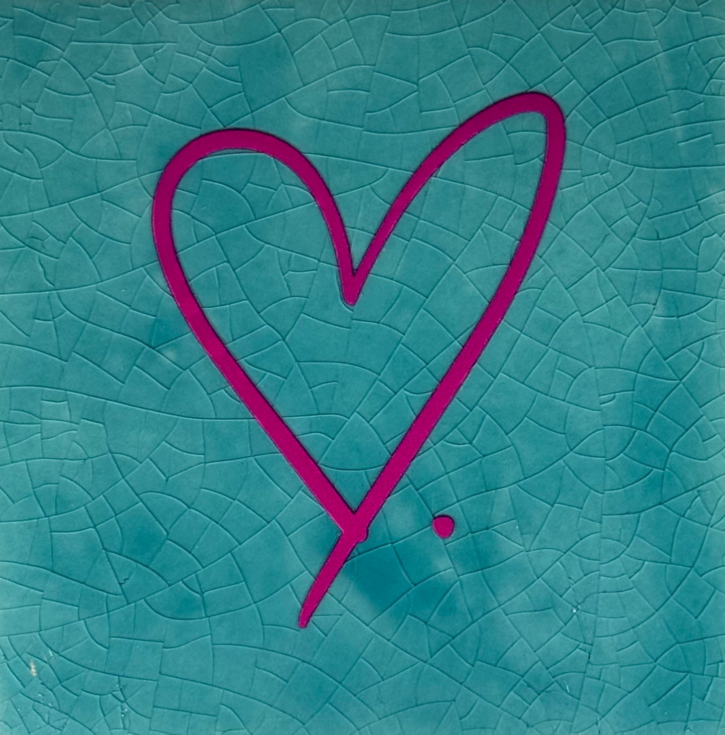 Quote tegeltje 'hartje open fijn' groen/knalroze