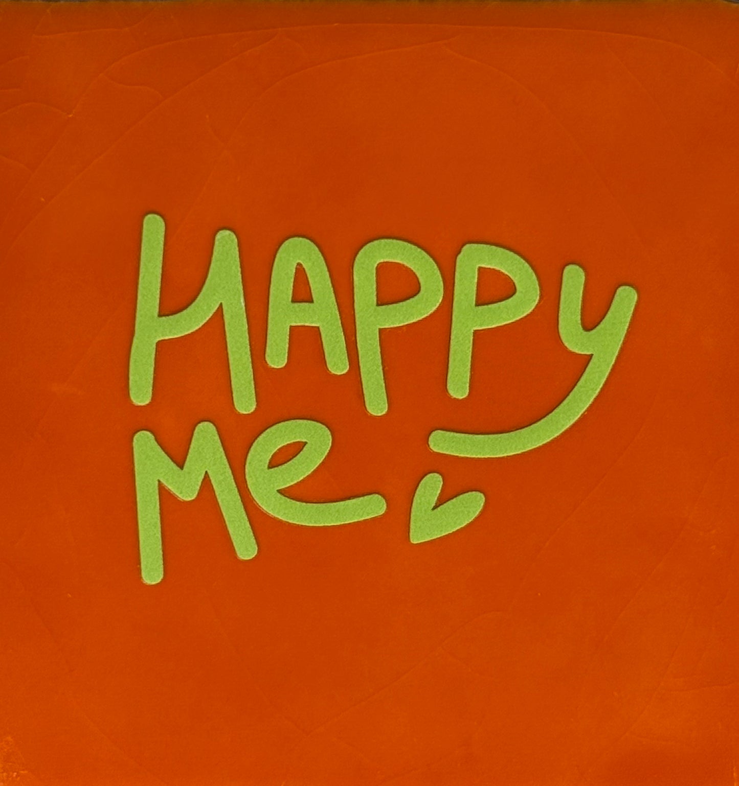 Quote tegeltje 'happy me' oranje/lime