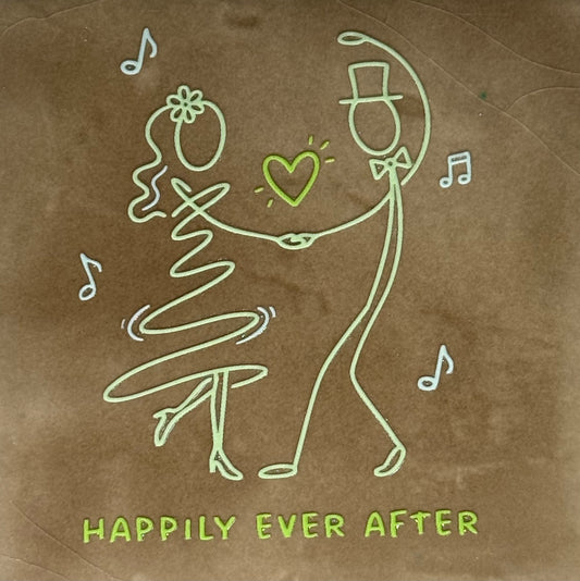 Quote tegeltje 'happily ever after' taupe/combi 5
