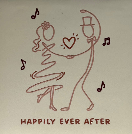 Quote tegeltje 'happily ever after' creme/nude roze (taupe-cherry)