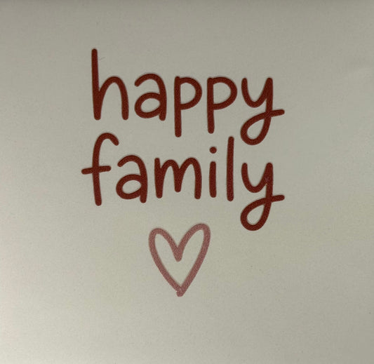 Quote tegeltje 'happy family' creme/taupe(nude roze)