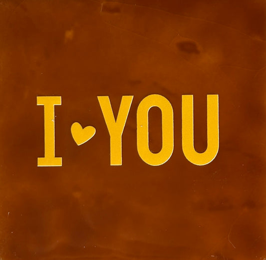 Quote tegeltje 'I (hartje) you' terra/geel