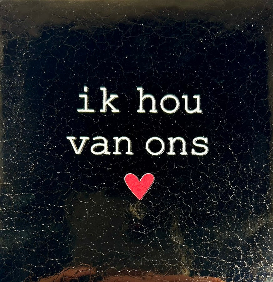 Quote tegeltje 'ik hou van ons' goud/creme